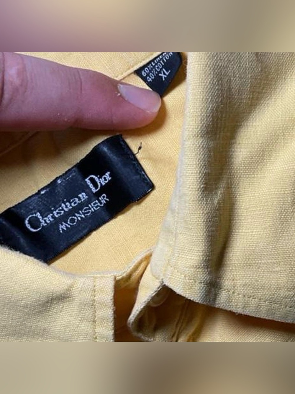 Vintage 90s Yellow Christian Dior Monsieur button-up shirt in XL - Picture 5 of 7
